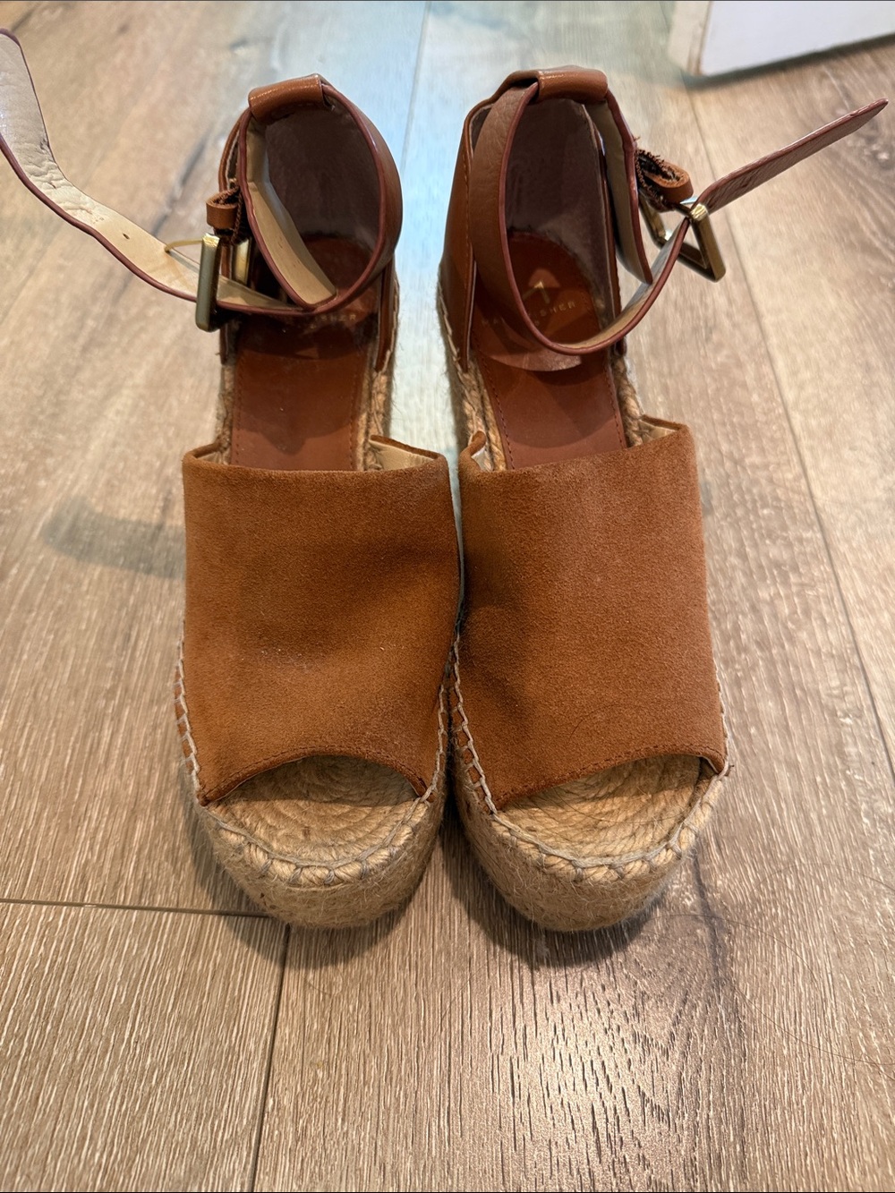 Marc Fisher Brown Suede Espadrille Wedge Sandals